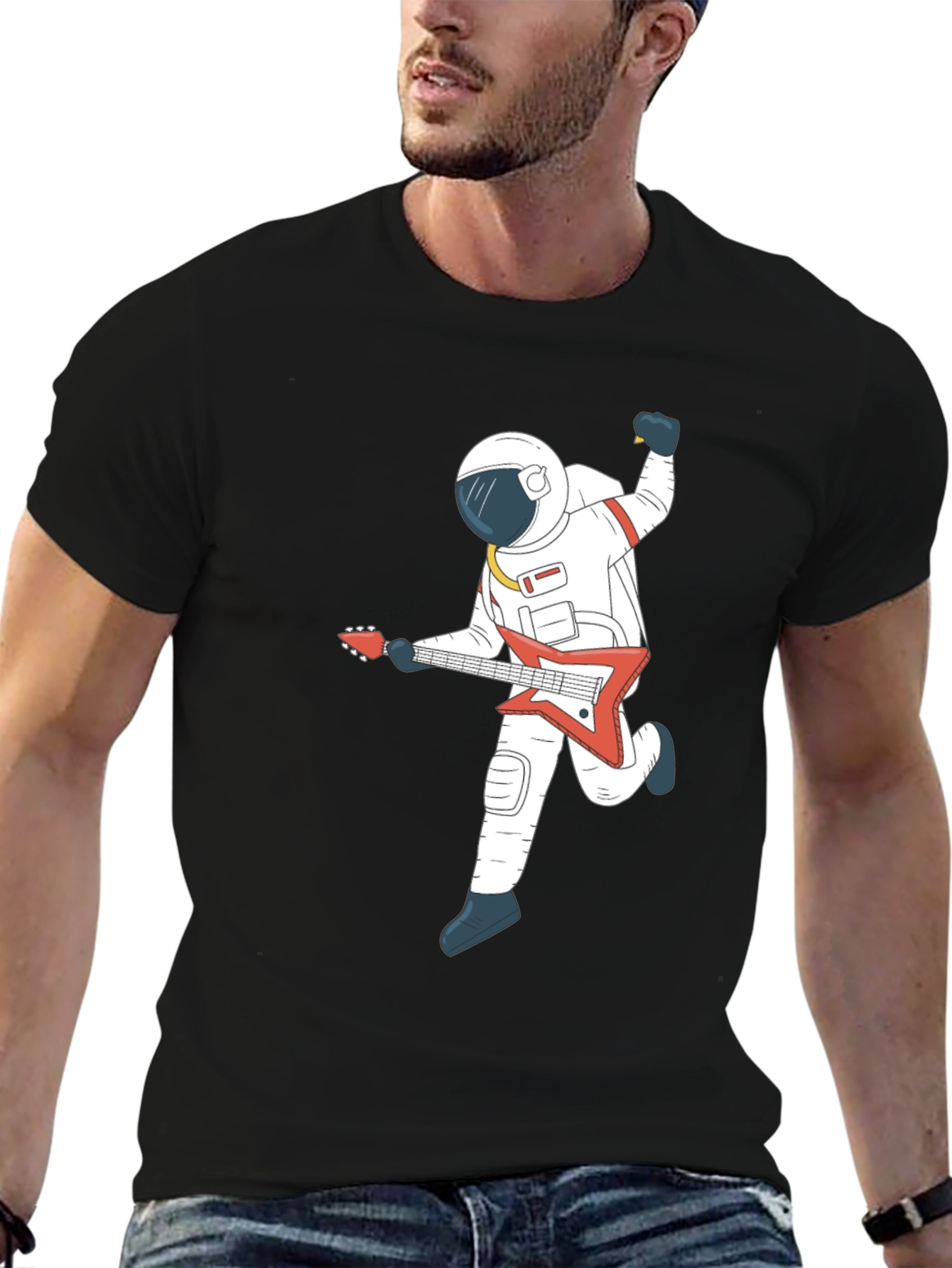 Astronaut Guitar Player Graphic T-Shirt