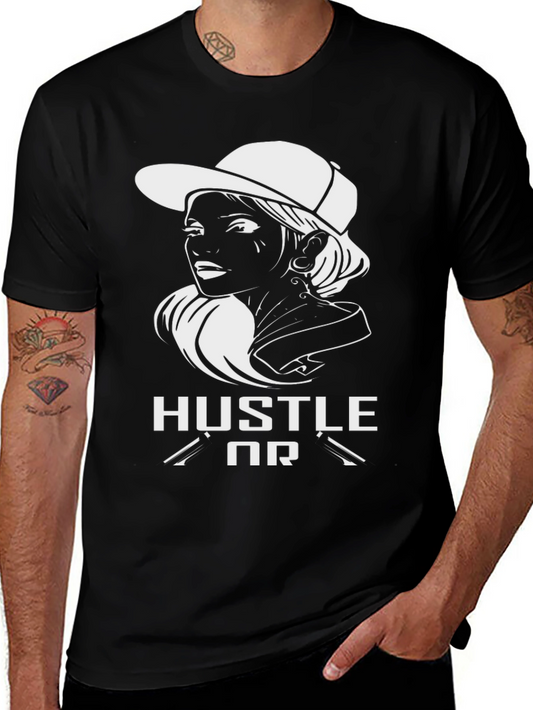 Hustle Or Nothing Black Graphic Tee for Men