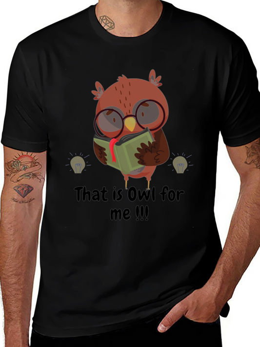 Funny Owl Reading Book Graphic T-Shirt