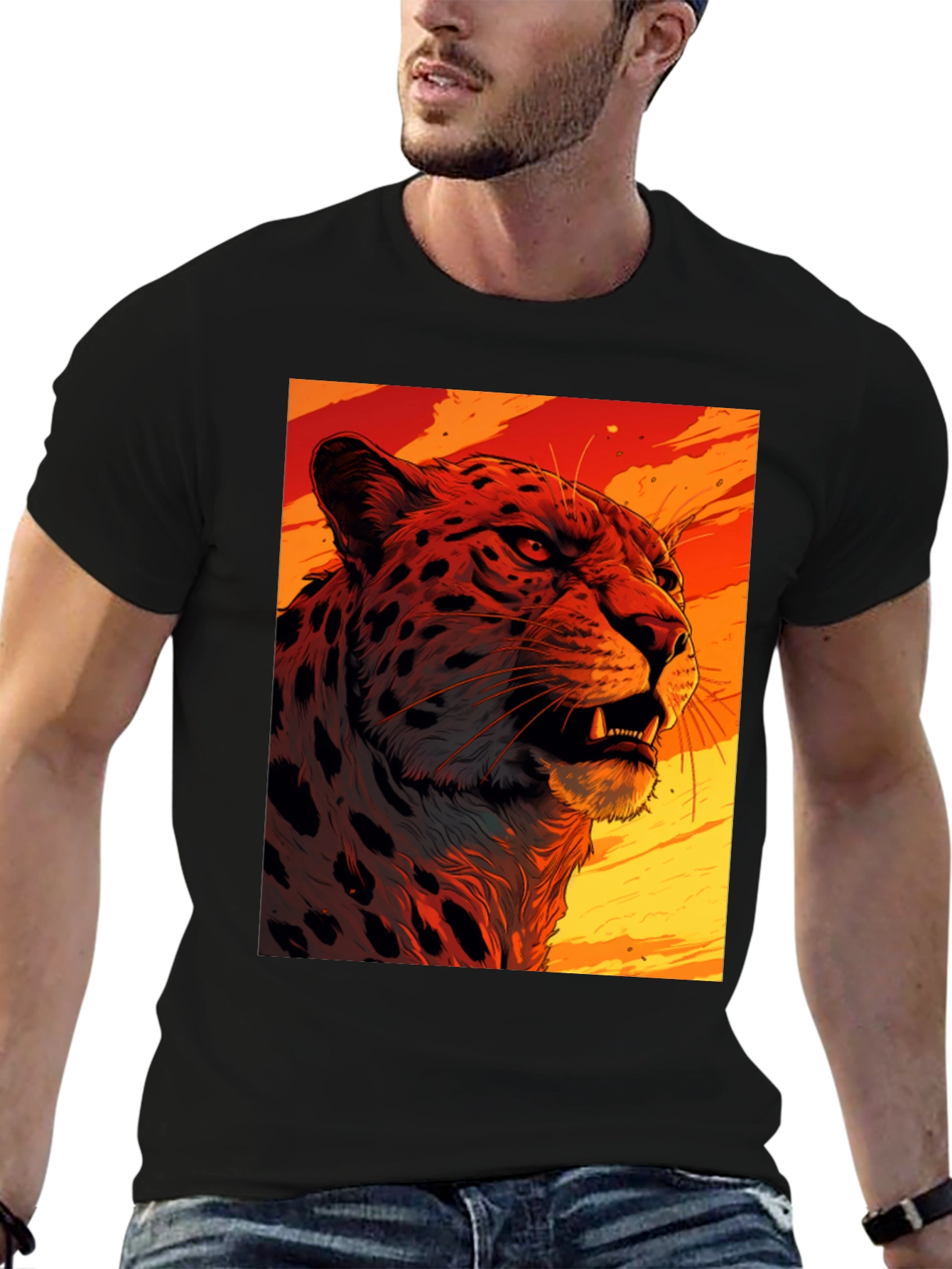 Fierce Feline Graphic Tee - Bold Animal Print