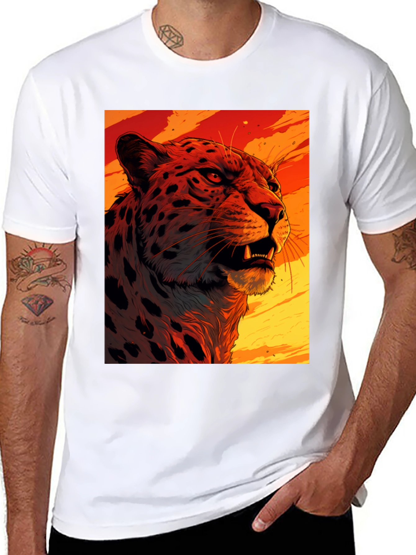 Fierce Feline Graphic Tee - Bold Animal Print