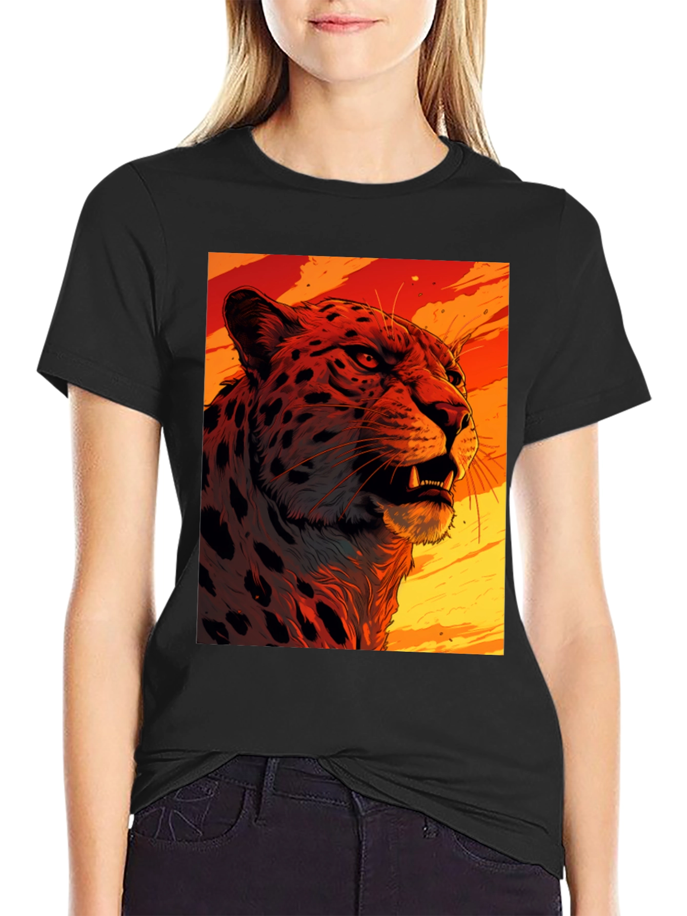 Fierce Feline Graphic Tee - Bold Animal Print