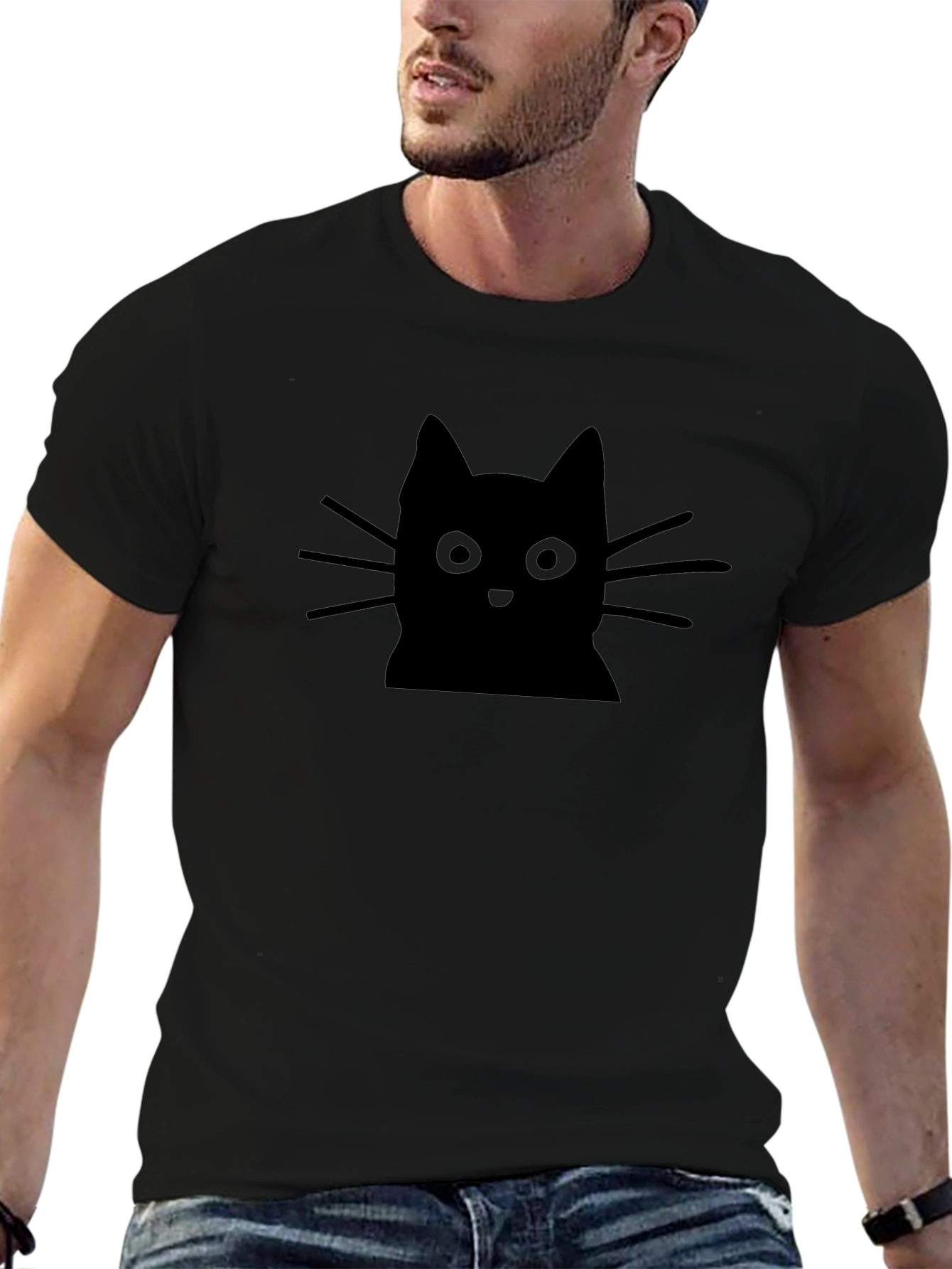 Black Cat Graphic Tee - Soft Cotton Blend