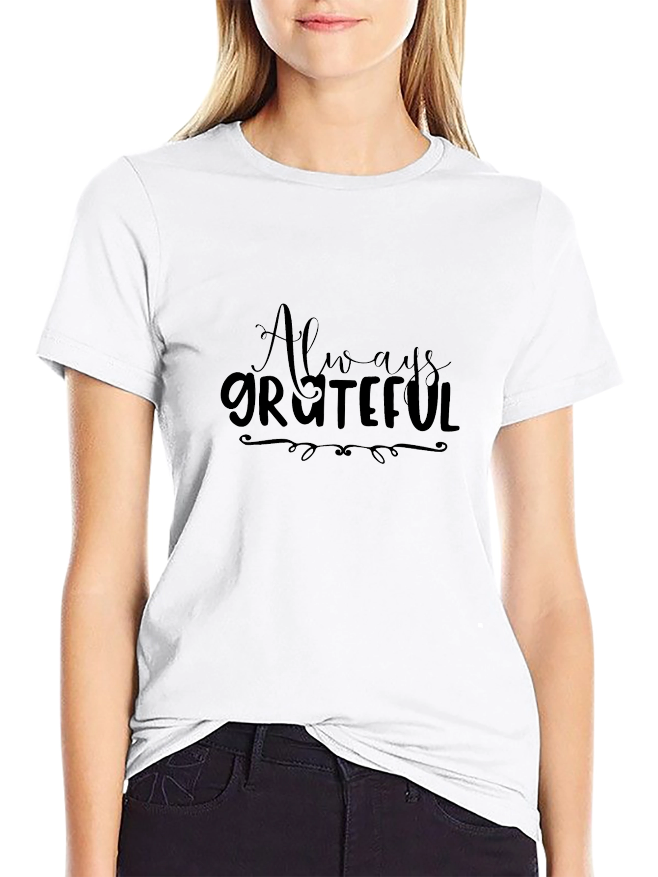 Always Grateful Black Tee - Stylish & Comfortable