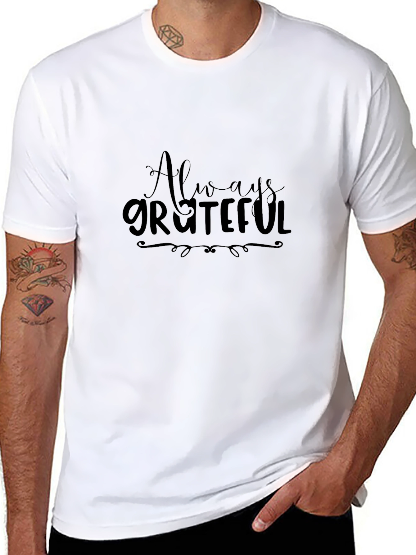 Always Grateful Black Tee - Stylish & Comfortable