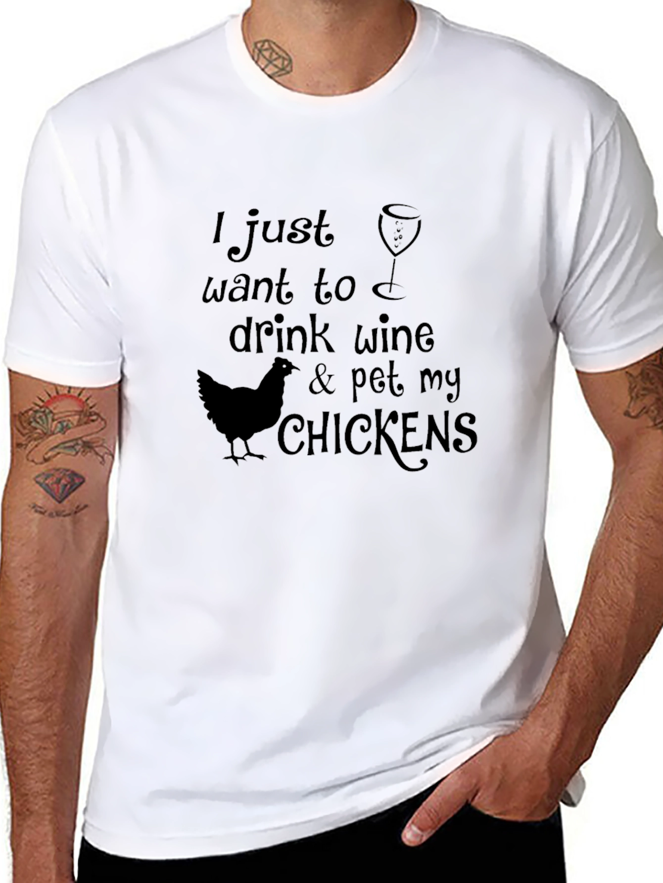 Wine & Chickens Graphic Tee - Relaxed Comfort
