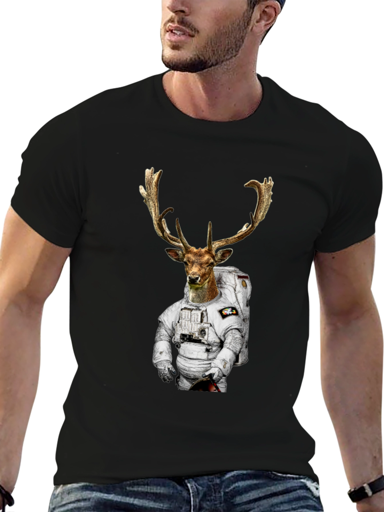 Astronaut Deer Graphic T-Shirt