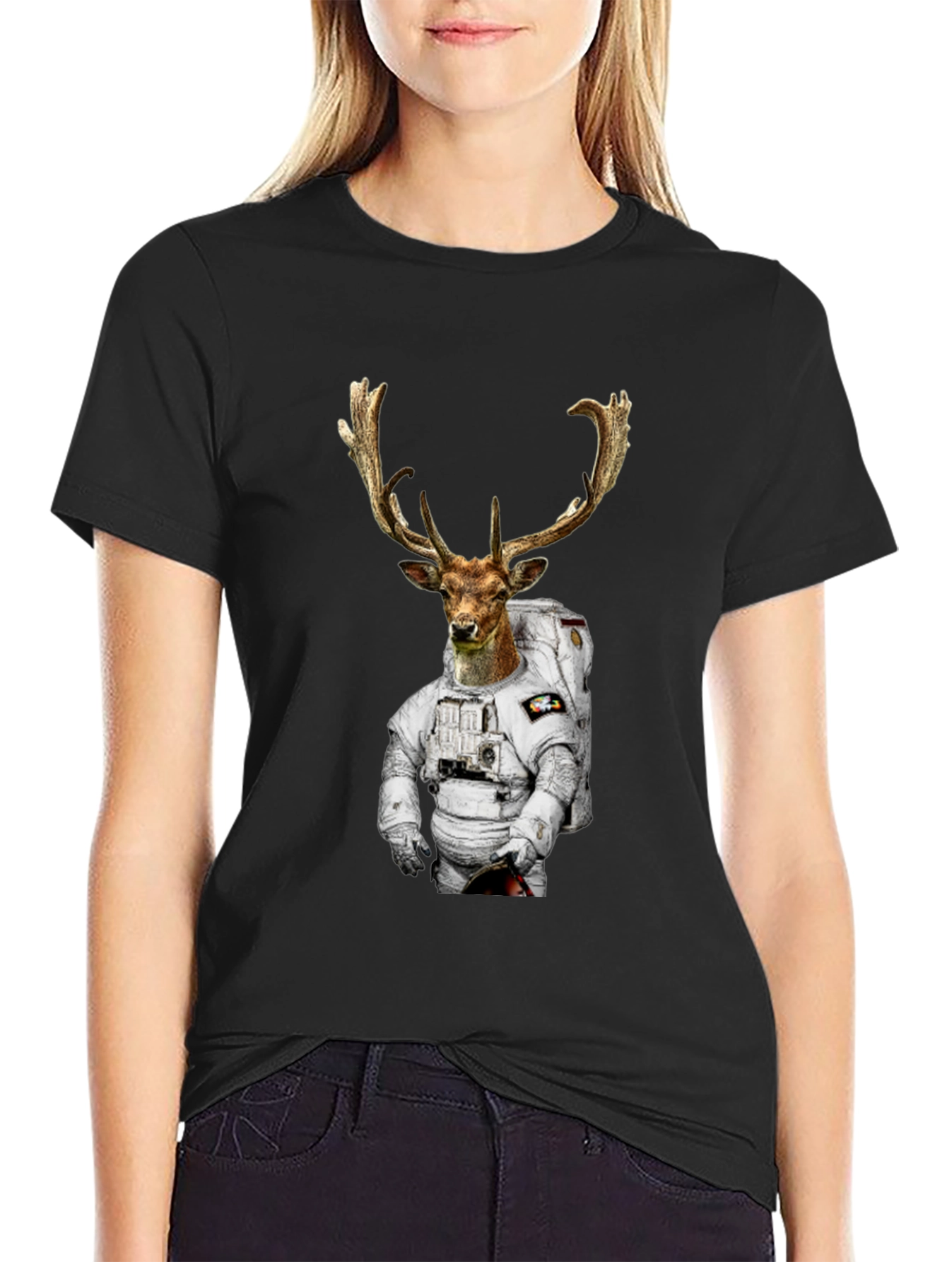 Astronaut Deer Graphic T-Shirt