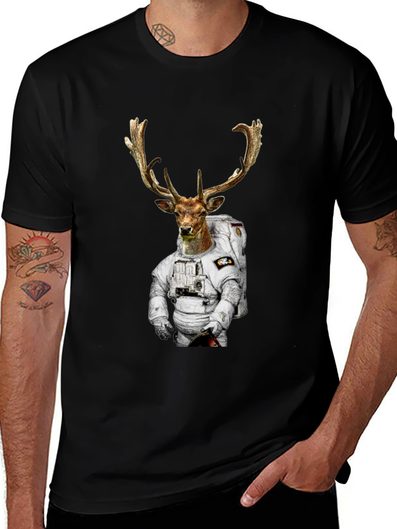 Astronaut Deer Graphic T-Shirt