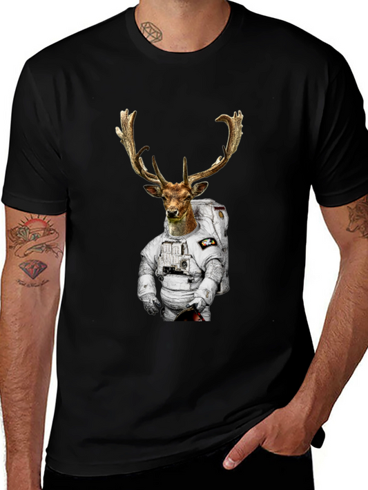 Astronaut Deer Graphic T-Shirt