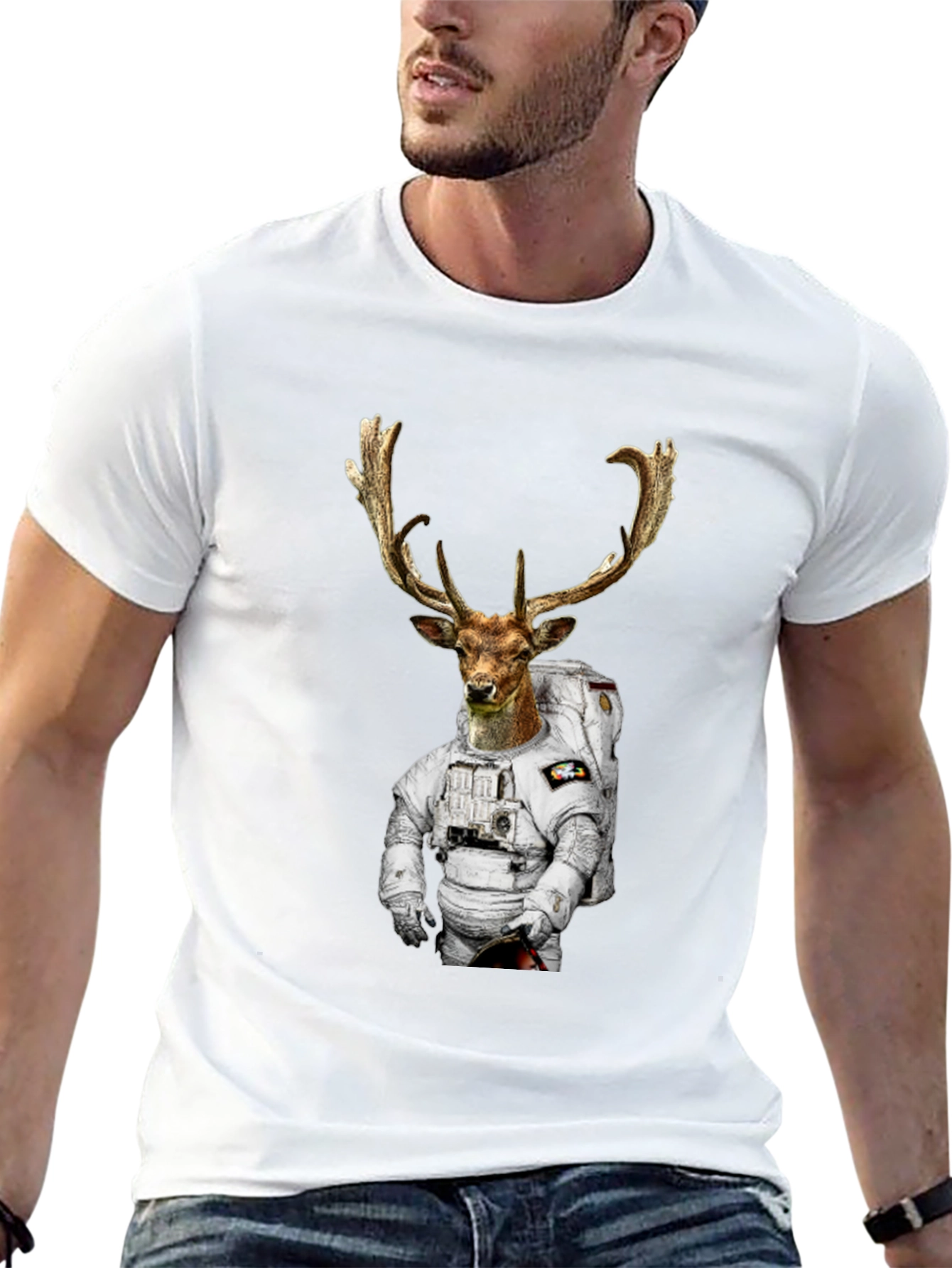 Astronaut Deer Graphic T-Shirt