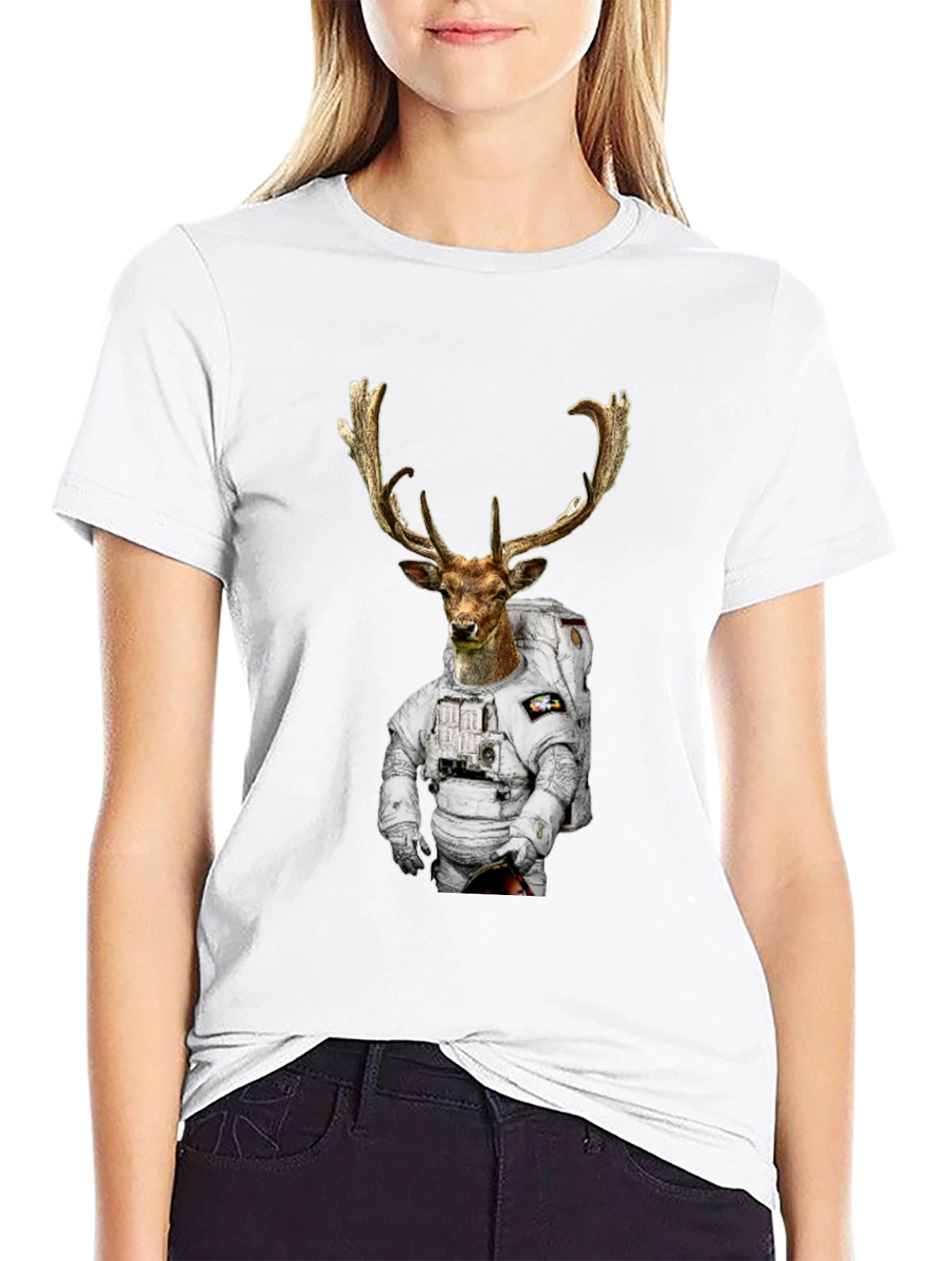 Astronaut Deer Graphic T-Shirt
