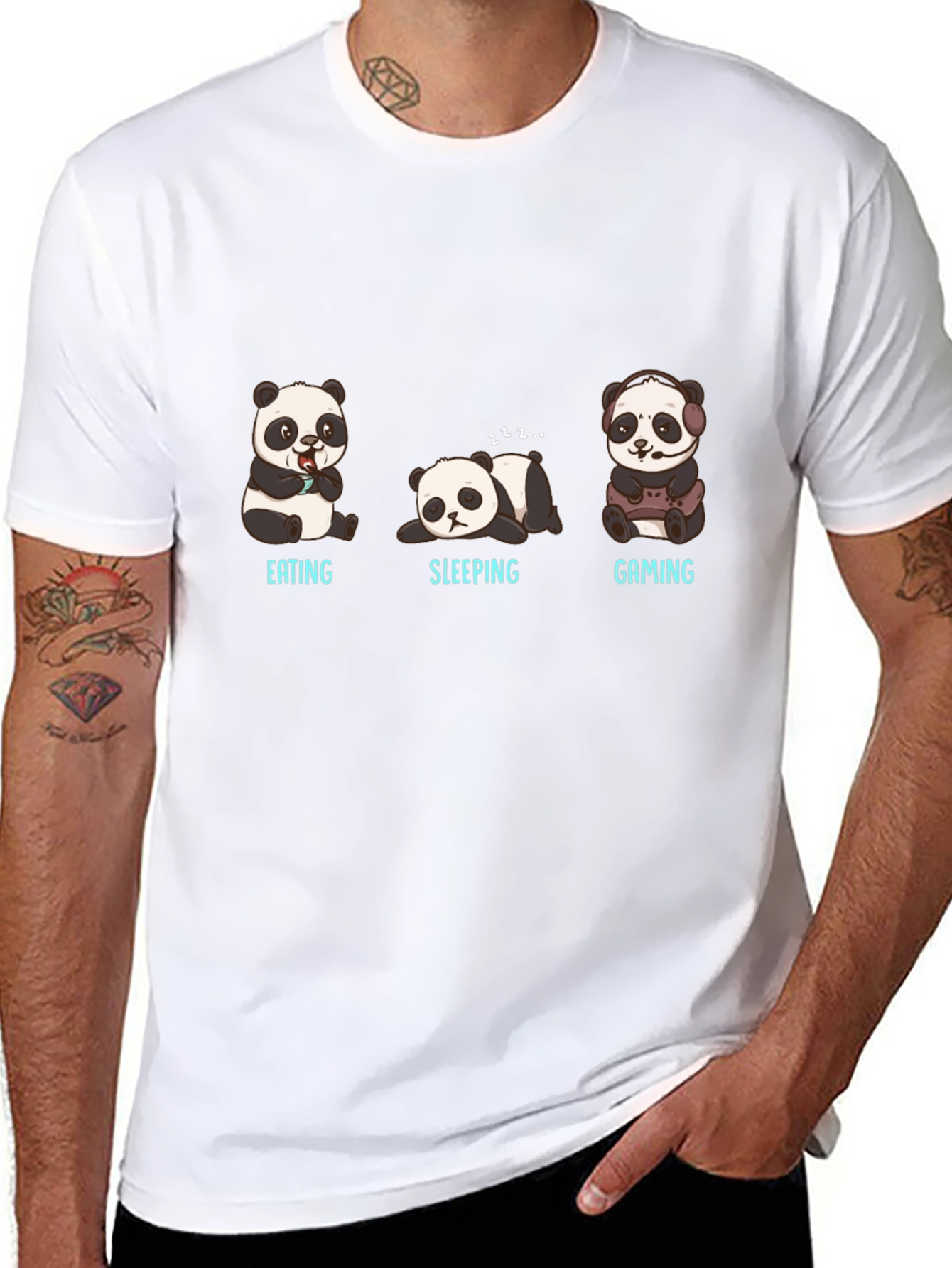 Panda Eating Sleeping Gaming T-Shirt