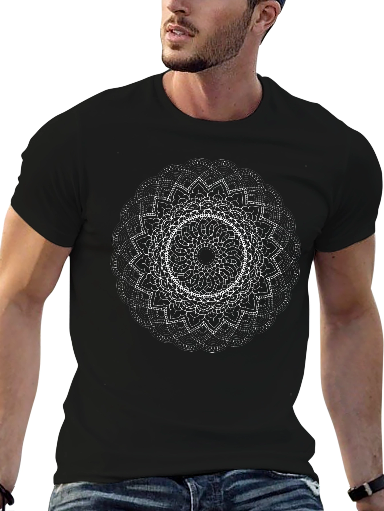 Mandala Graphic Black T-Shirt - Artistic Cotton Tee