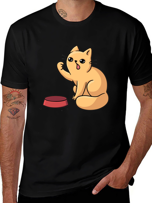 Cute Cartoon Cat T-Shirt - Black