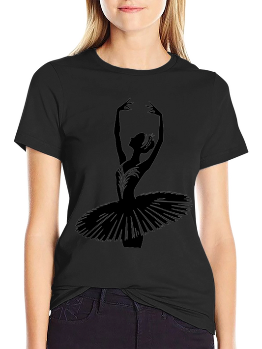 Ballerina Silhouette Graphic Tee - Elegant Dance Shirt