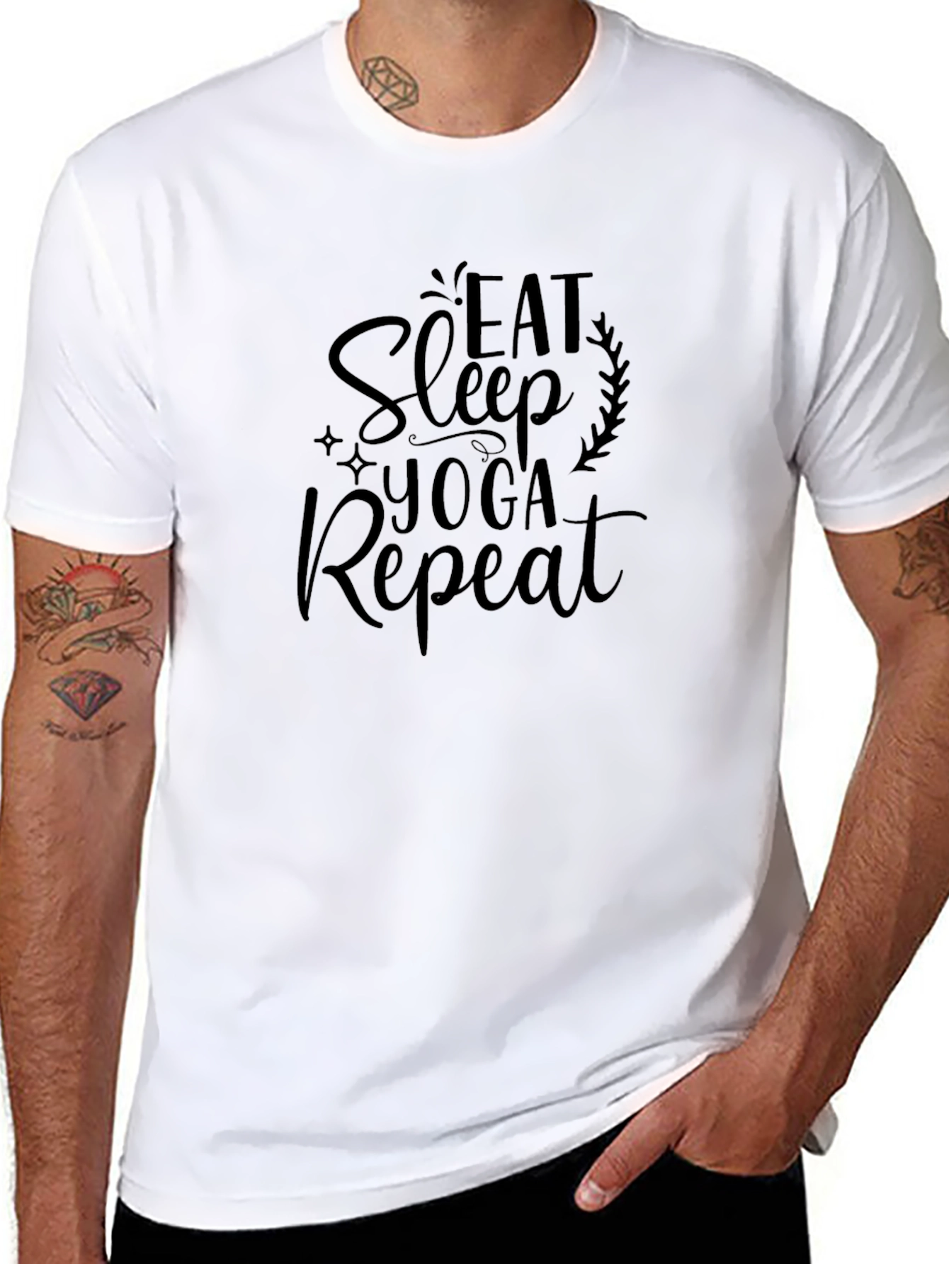 Eat Sleep Yoga Repeat Black T-Shirt