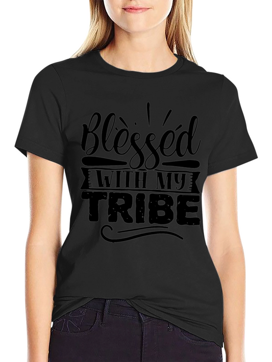 Blessed With My Tribe Black Graphic Tee