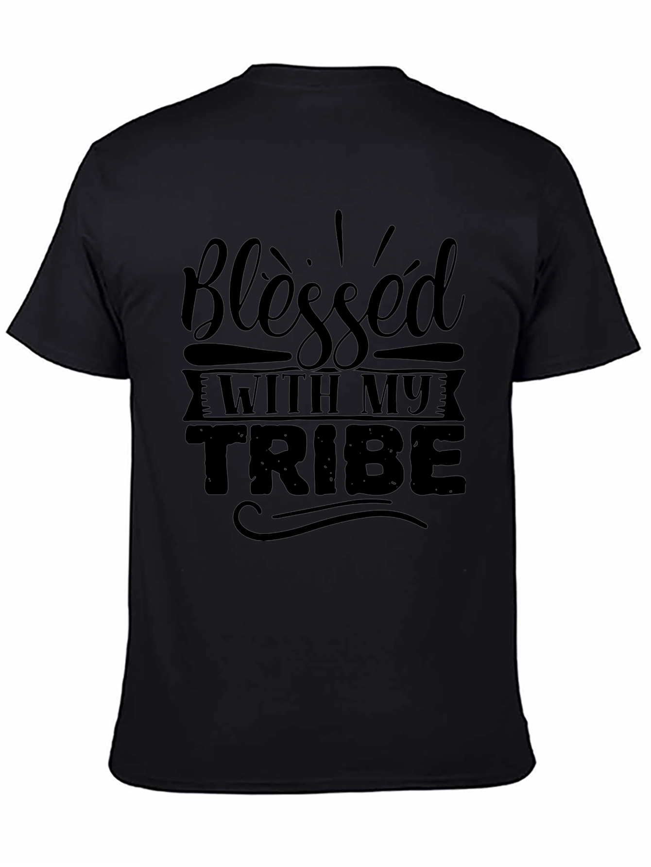 Blessed With My Tribe Black Graphic Tee