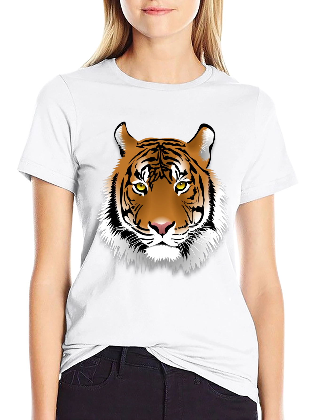Tiger Graphic Tee - Black Cotton Blend T-Shirt