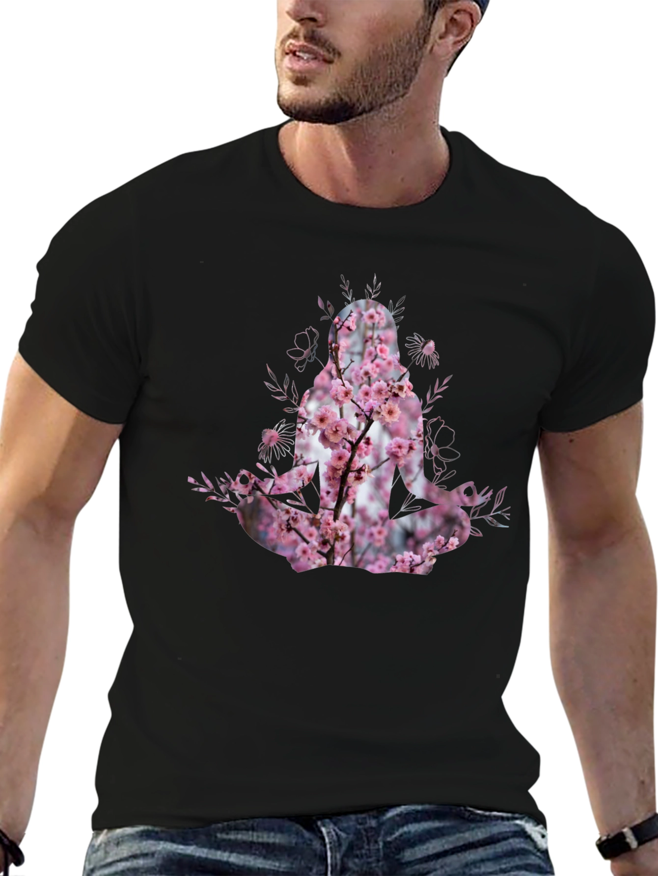 Nature Meditation T-Shirt - Floral Yoga Design