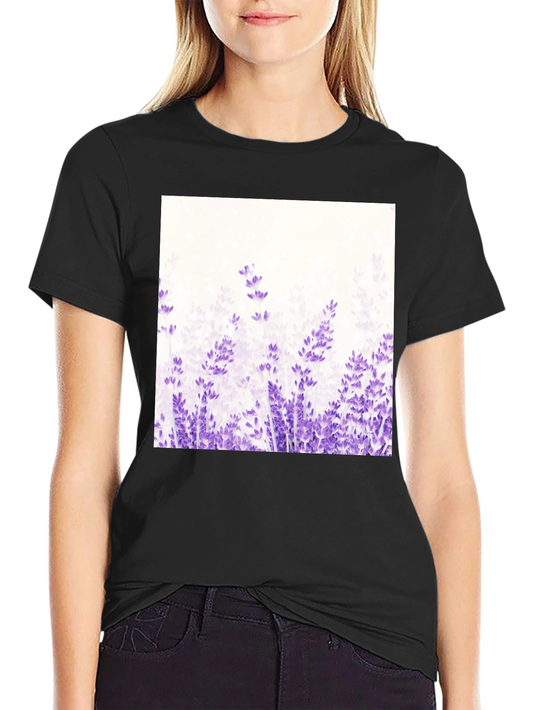 Floral Lavender Graphic T-Shirt - Black