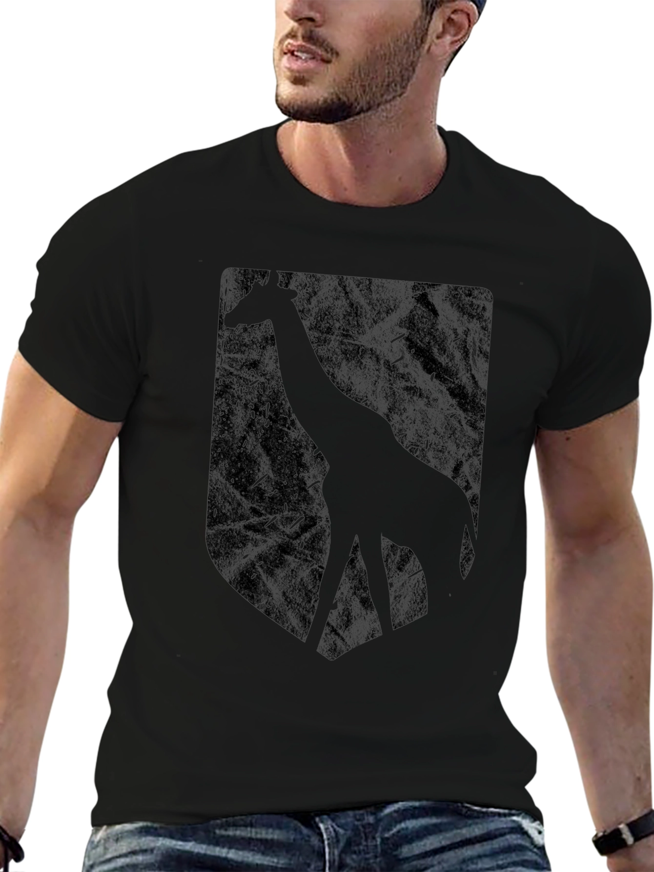 Giraffe Silhouette Graphic Tee - Black T-Shirt