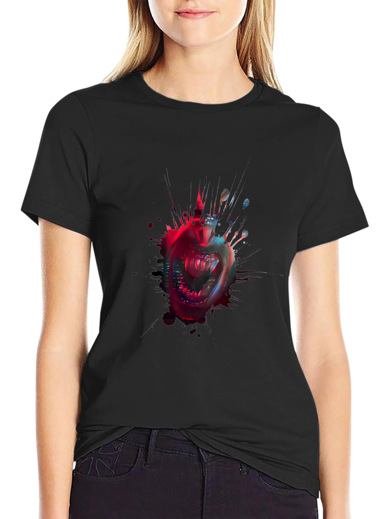 Edgy Vampire Graphic Tee - Urban Grunge Style