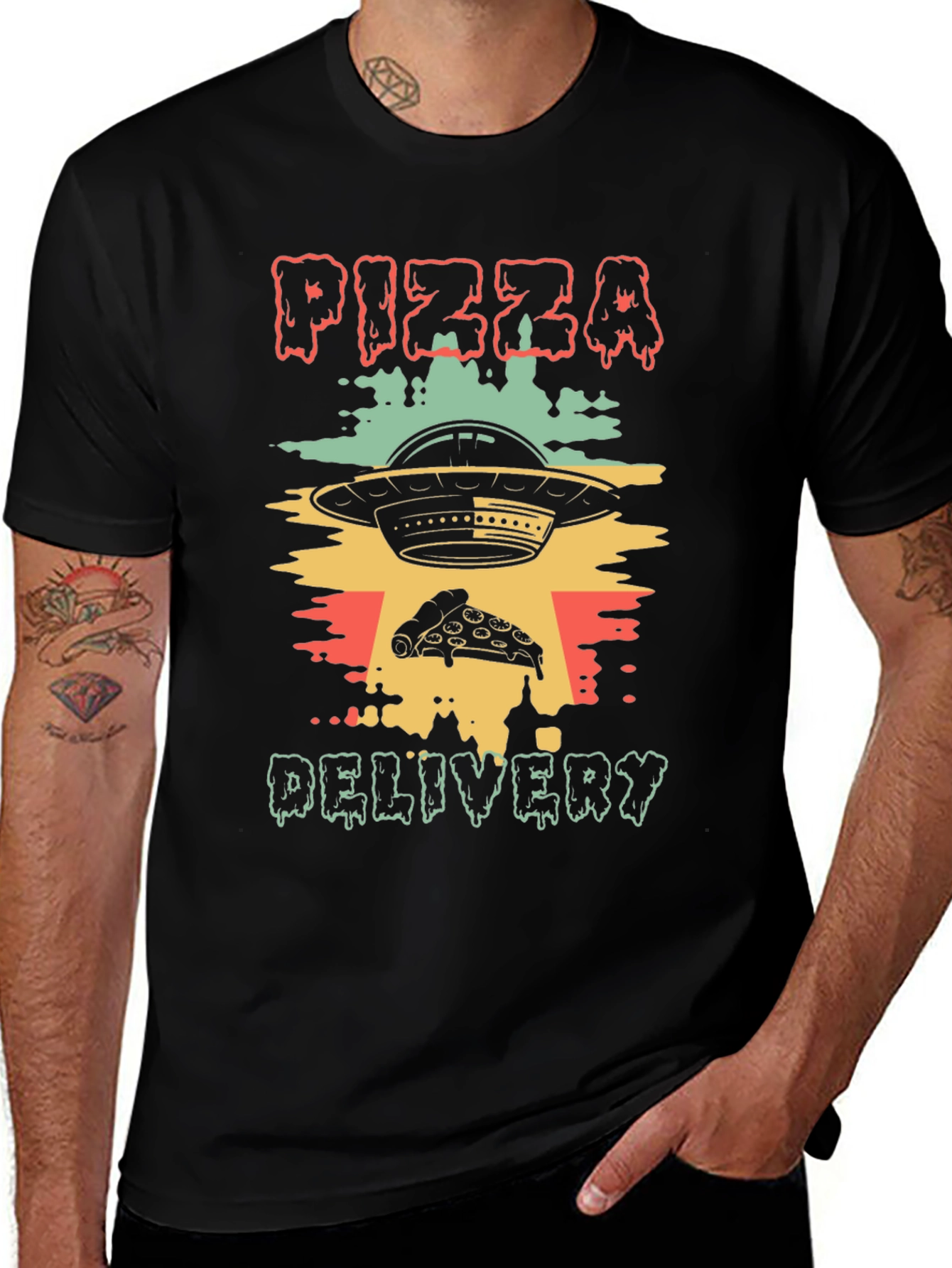Pizza Delivery UFO Graphic Tee - Unique Design