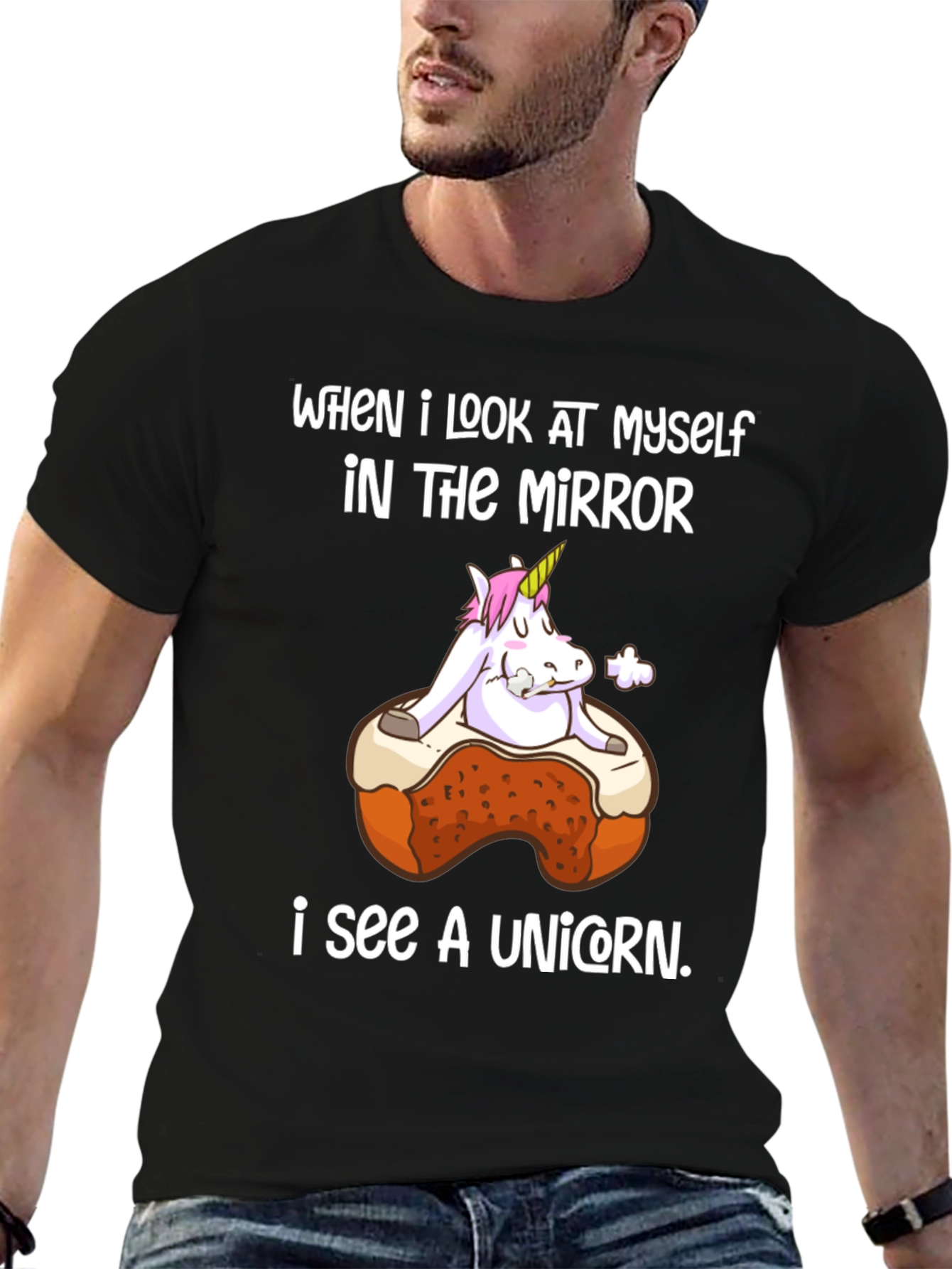 Unicorn Mirror Funny Graphic T-Shirt
