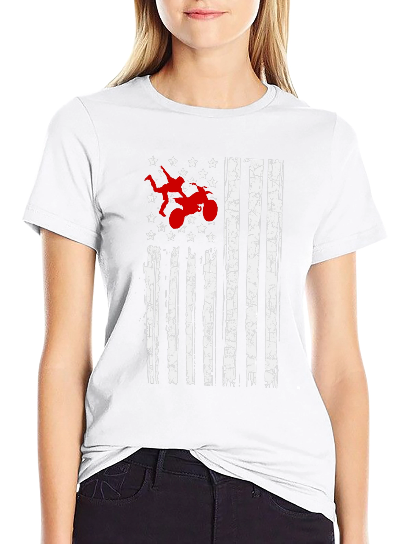 Distressed American Flag Motorcycle T-Shirt