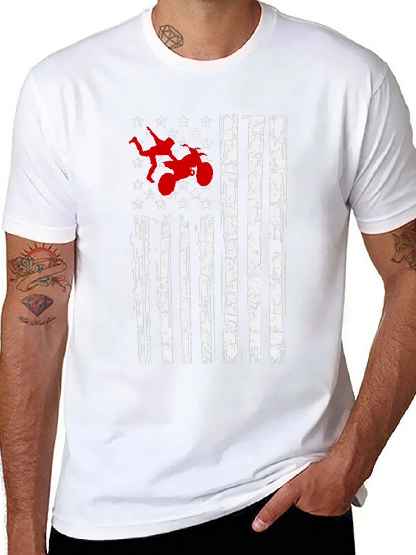 Distressed American Flag Motorcycle T-Shirt