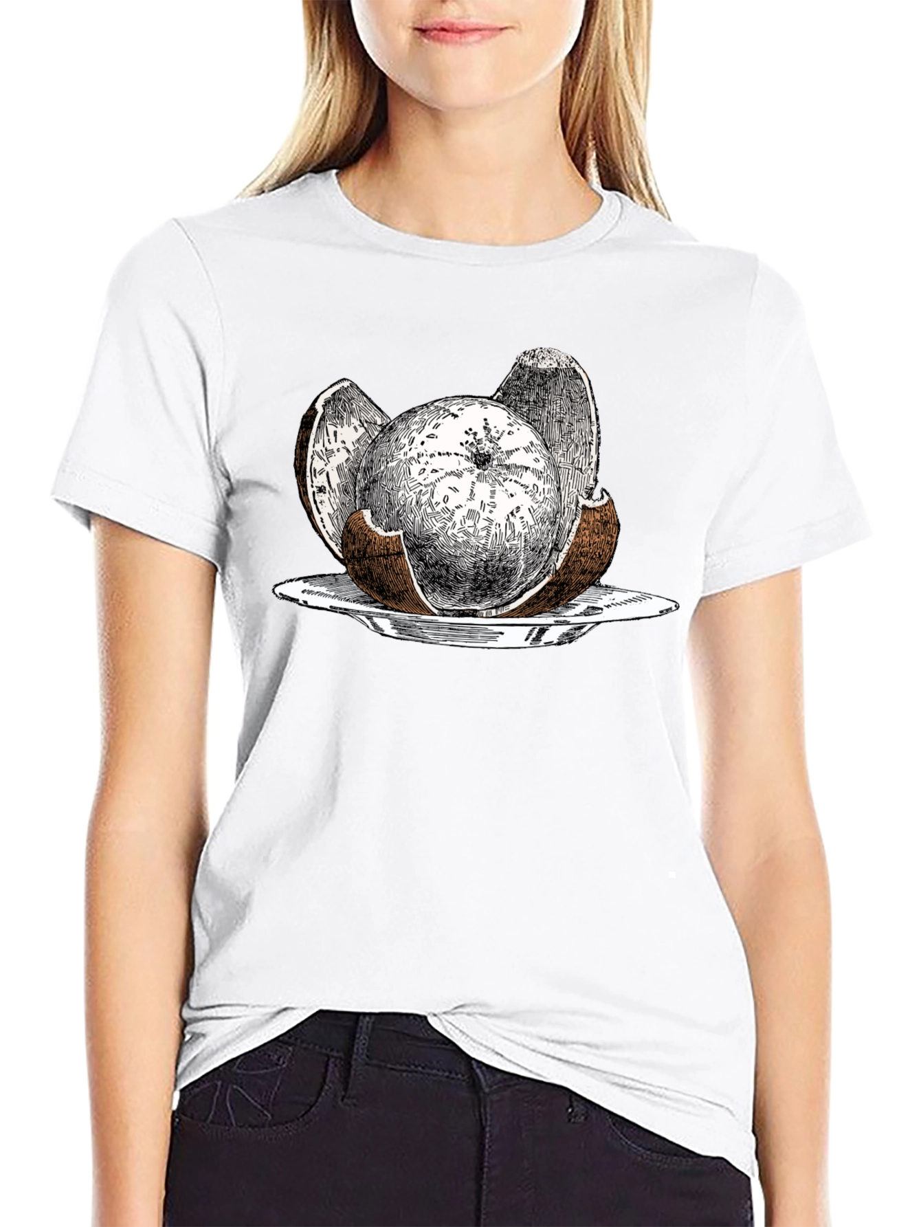 Coconut Graphic Tee - Quirky Tropical Fruit Design