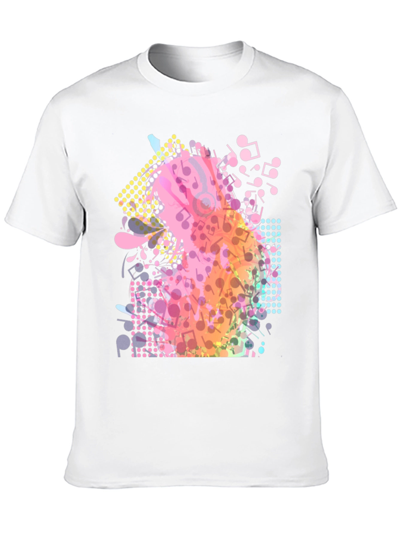 Musical Notes Graphic Print Black T-Shirt
