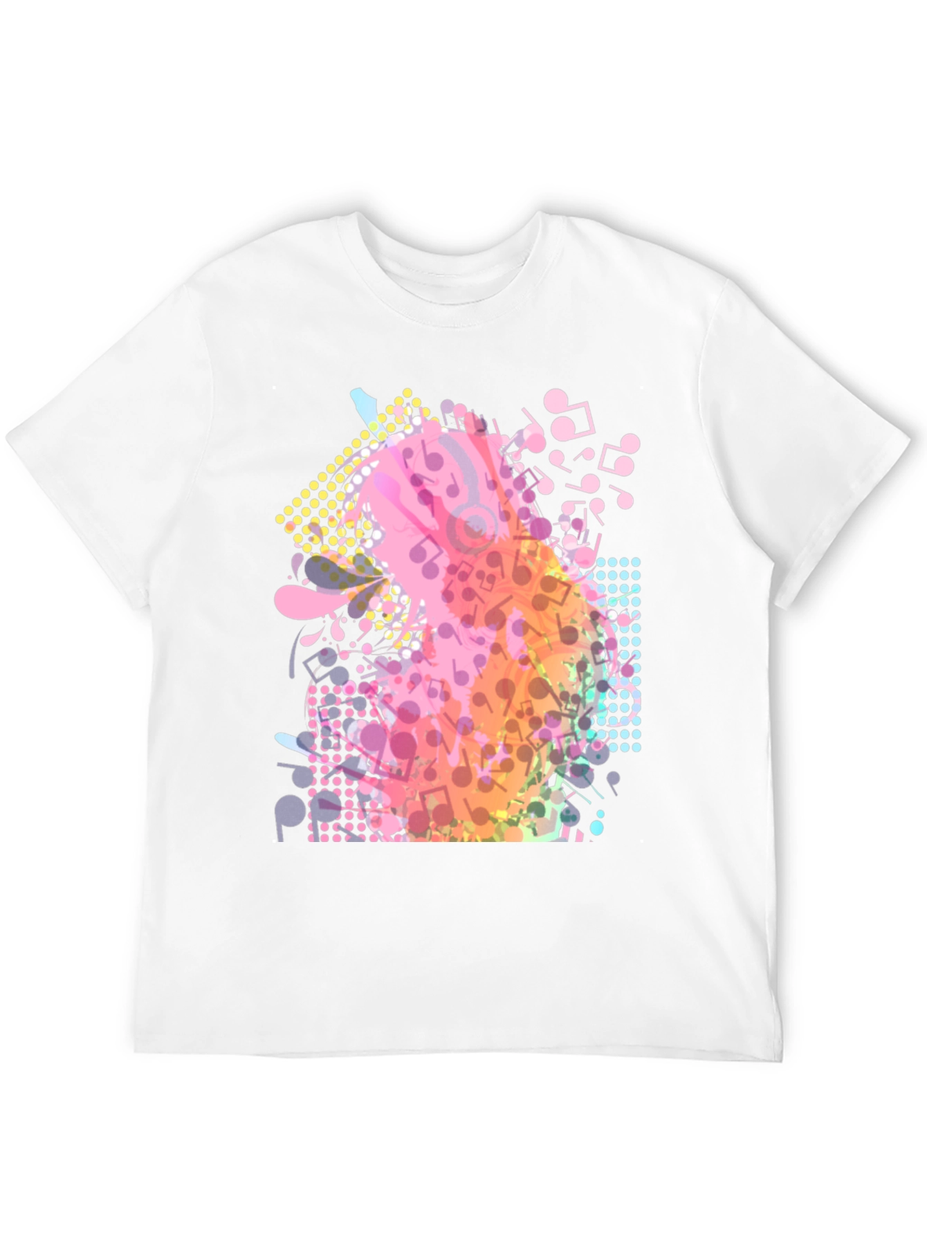 Musical Notes Graphic Print Black T-Shirt