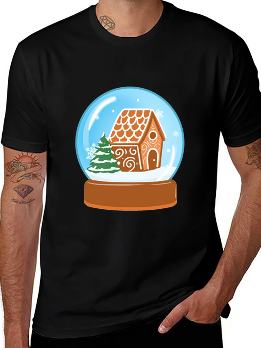 Festive Gingerbread House Snow Globe Graphic Tee