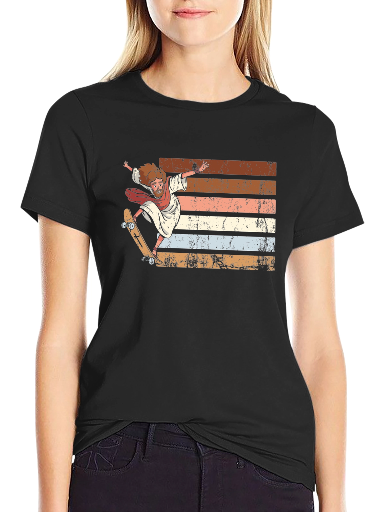 Skateboarding Jesus Graphic Tee