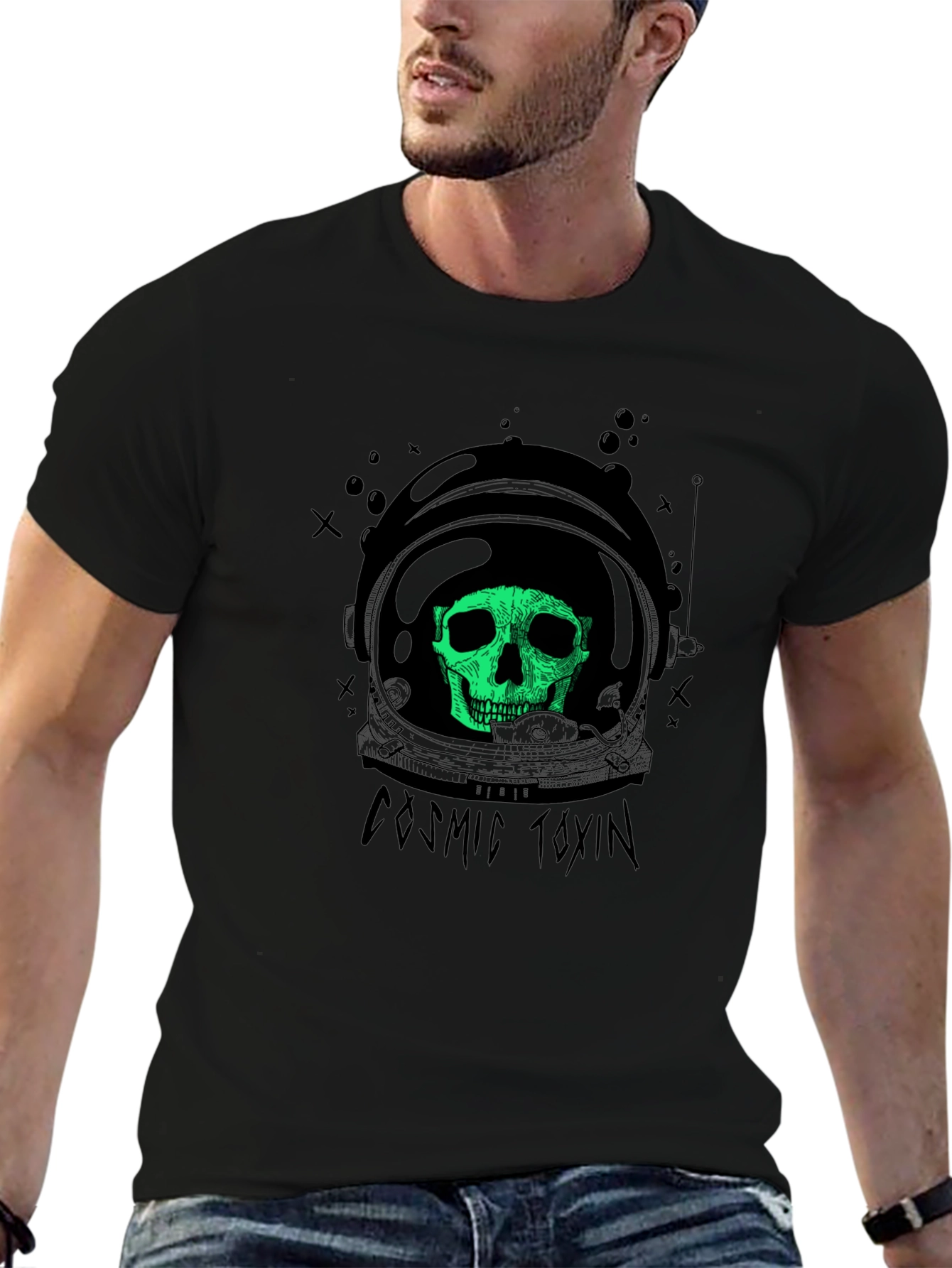 Cosmic Toxin Skull Graphic Black T-Shirt