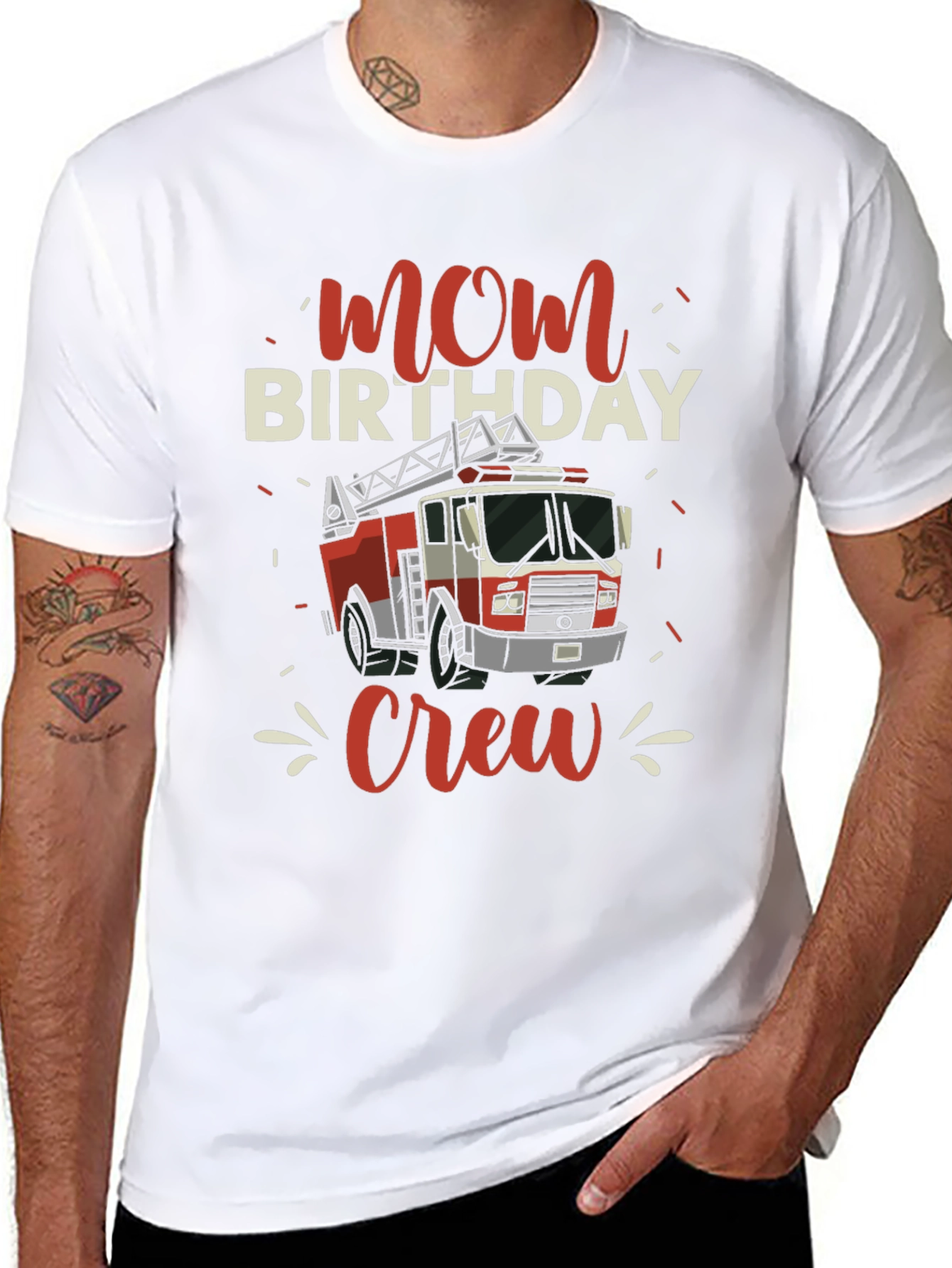 Mom Birthday Firetruck Crew T-Shirt