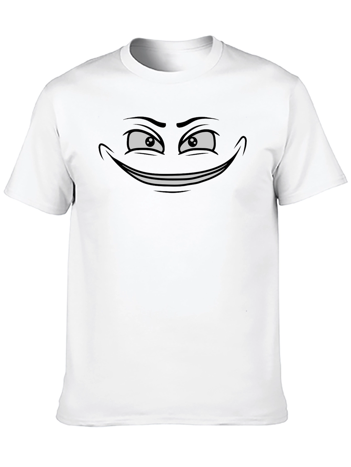 Black Cartoon Smile Graphic Tee for Men