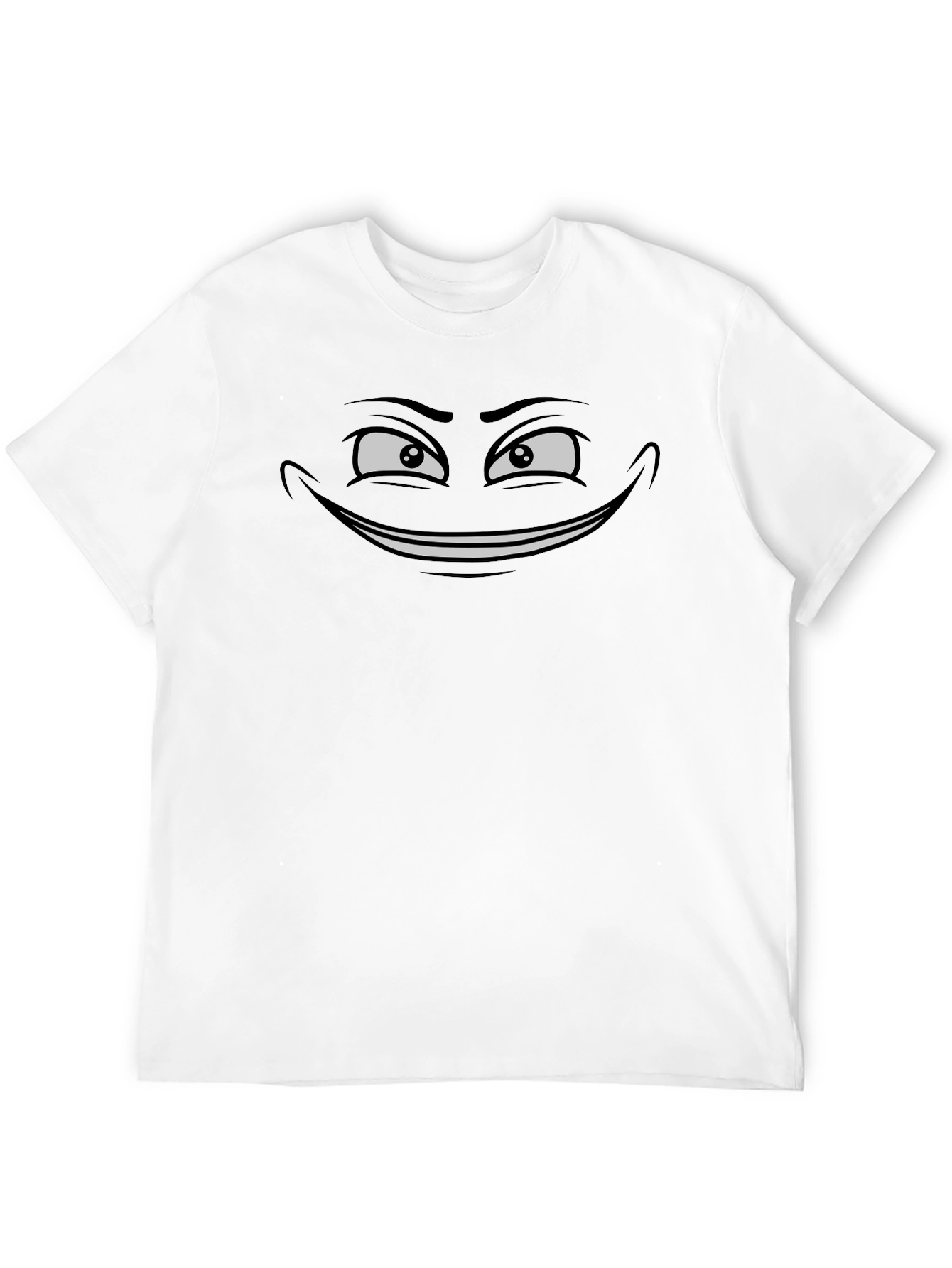 Black Cartoon Smile Graphic Tee for Men