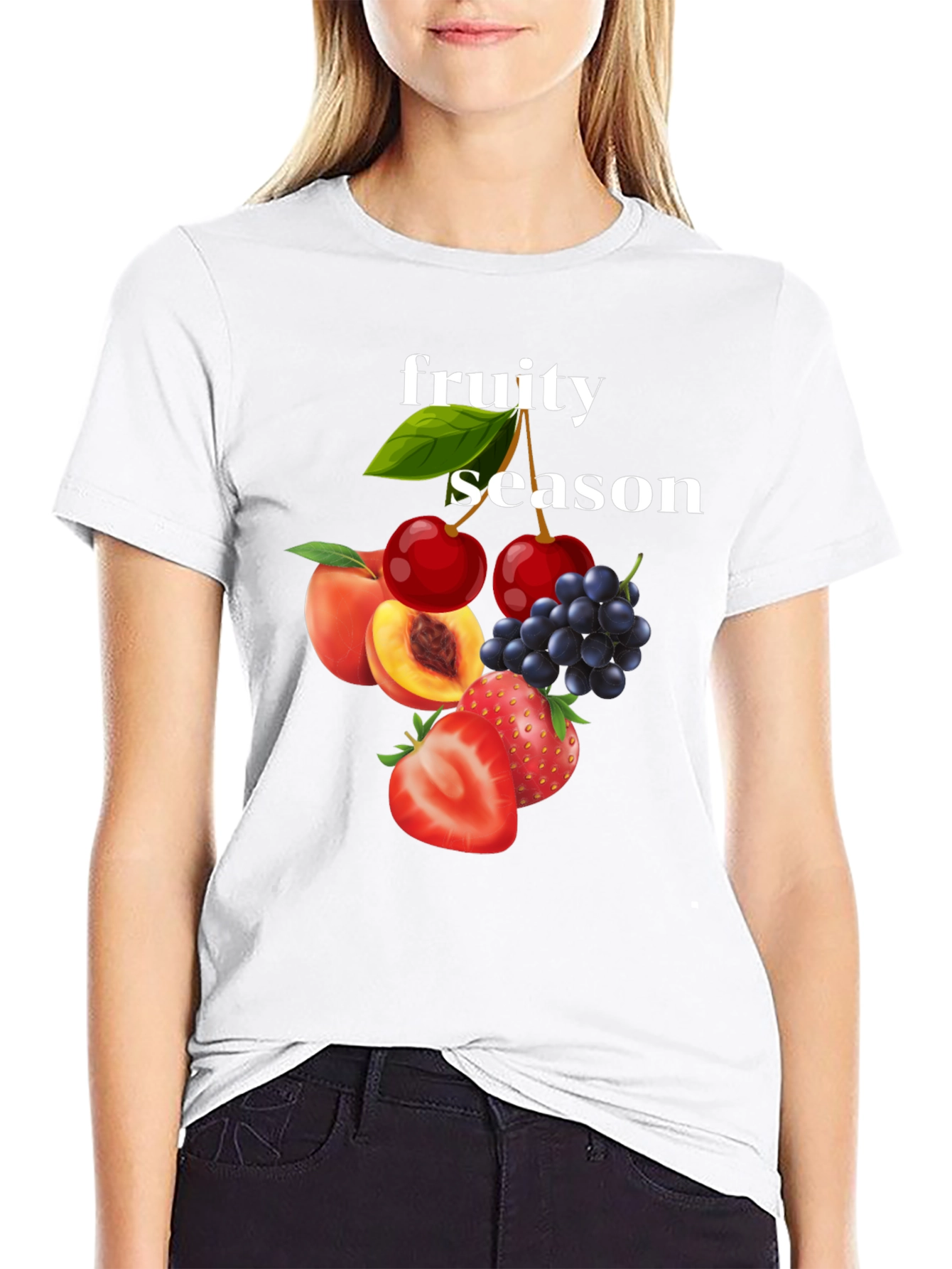 Fruity Season Graphic Tee - Trendy Fruit Design