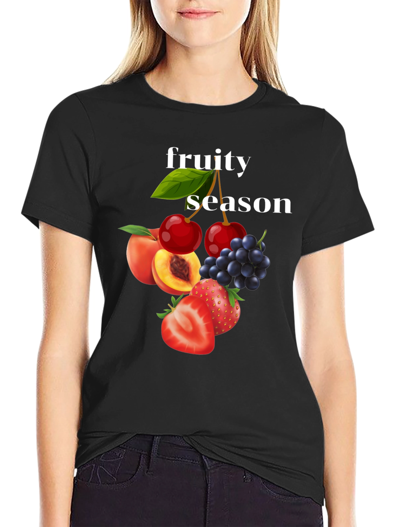 Fruity Season Graphic Tee - Trendy Fruit Design