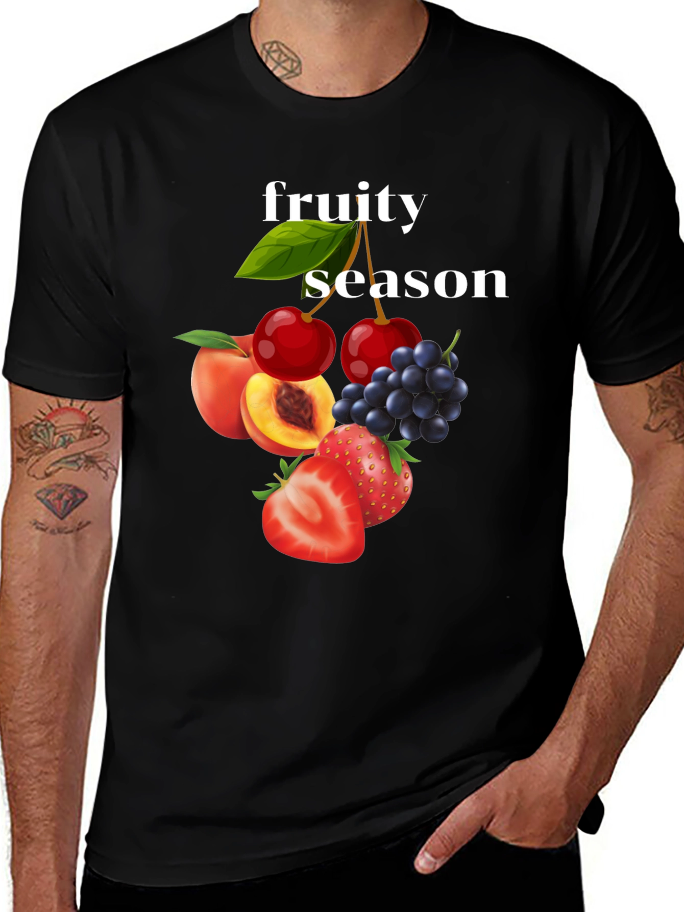 Fruity Season Graphic Tee - Trendy Fruit Design