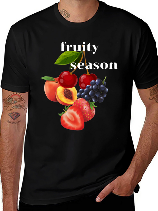 Fruity Season Graphic Tee - Trendy Fruit Design