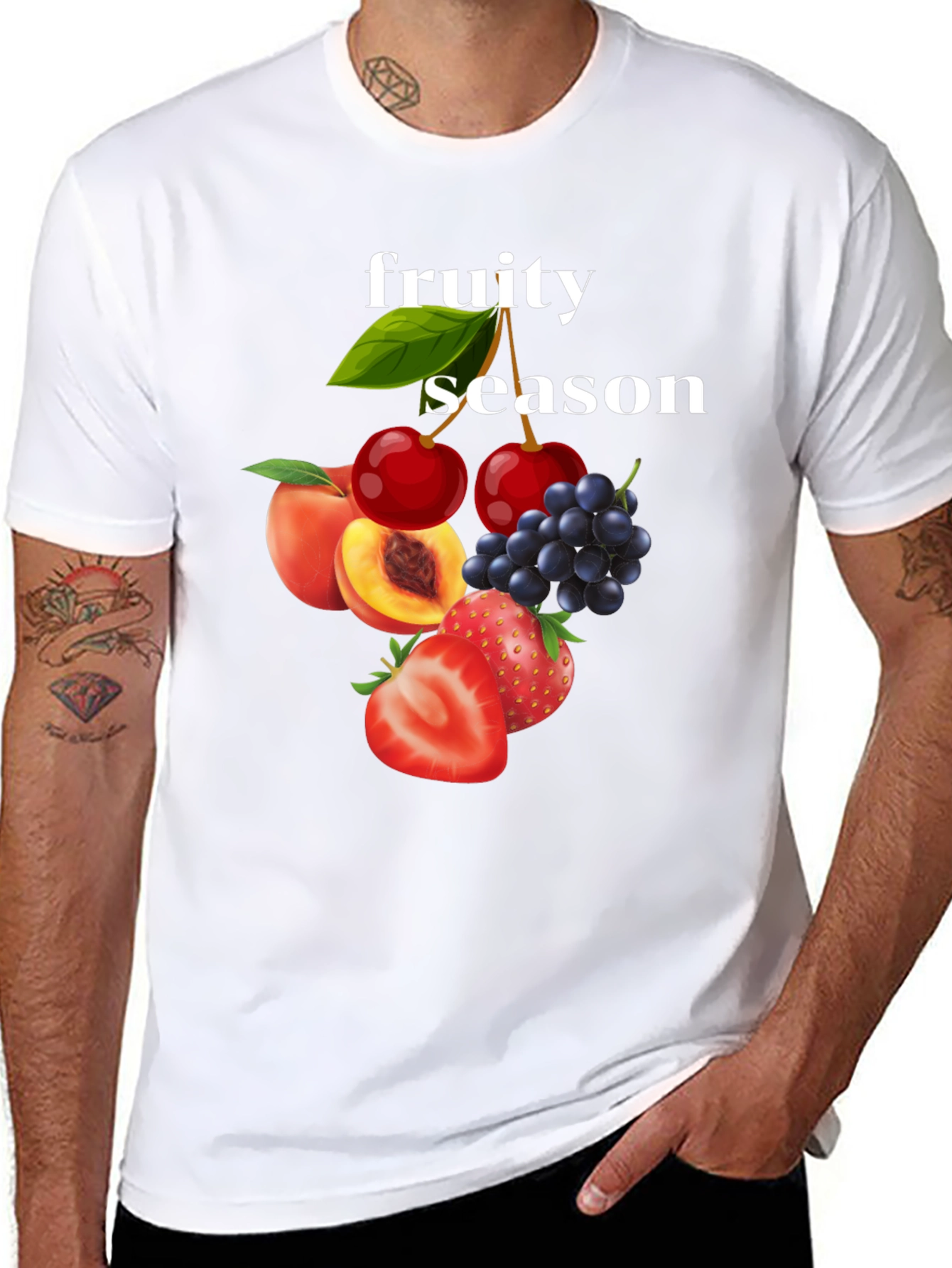 Fruity Season Graphic Tee - Trendy Fruit Design