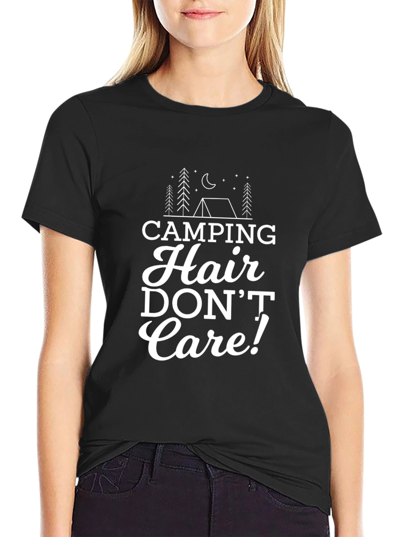 Camping Hair Dont Care Graphic T-Shirt