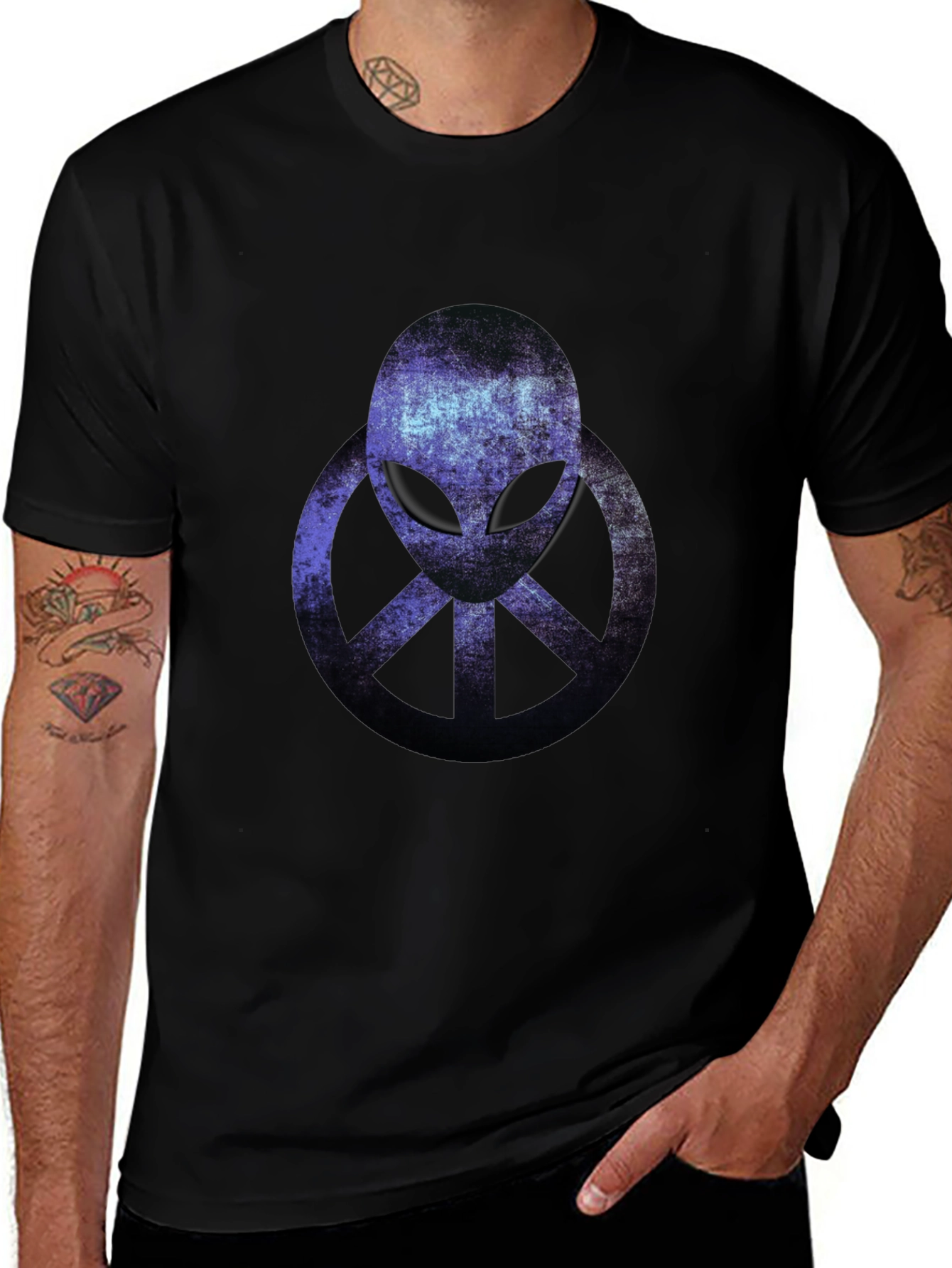 Alien Peace Sign Graphic T-Shirt