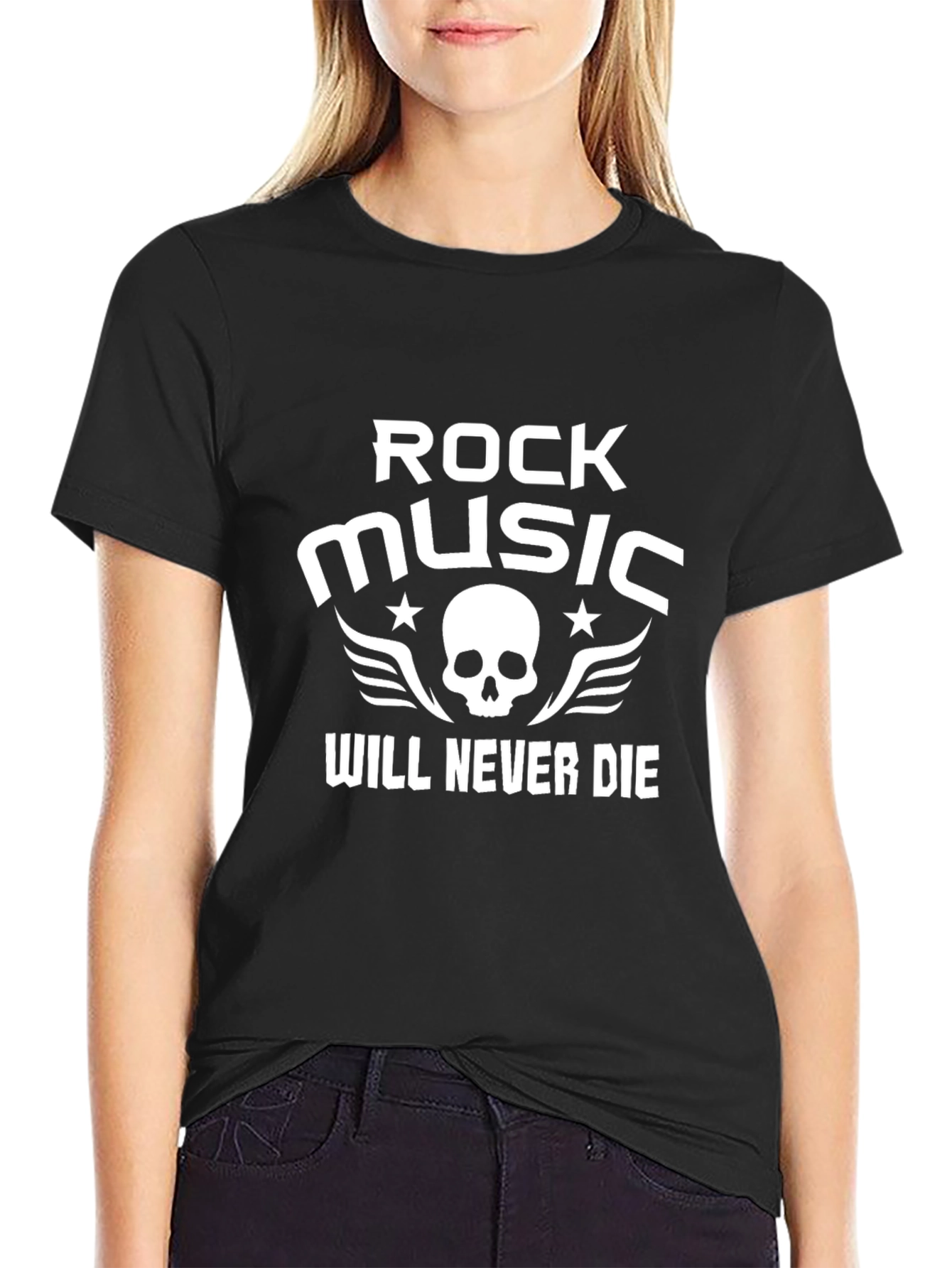 Rock Music Never Die Black Graphic Tee