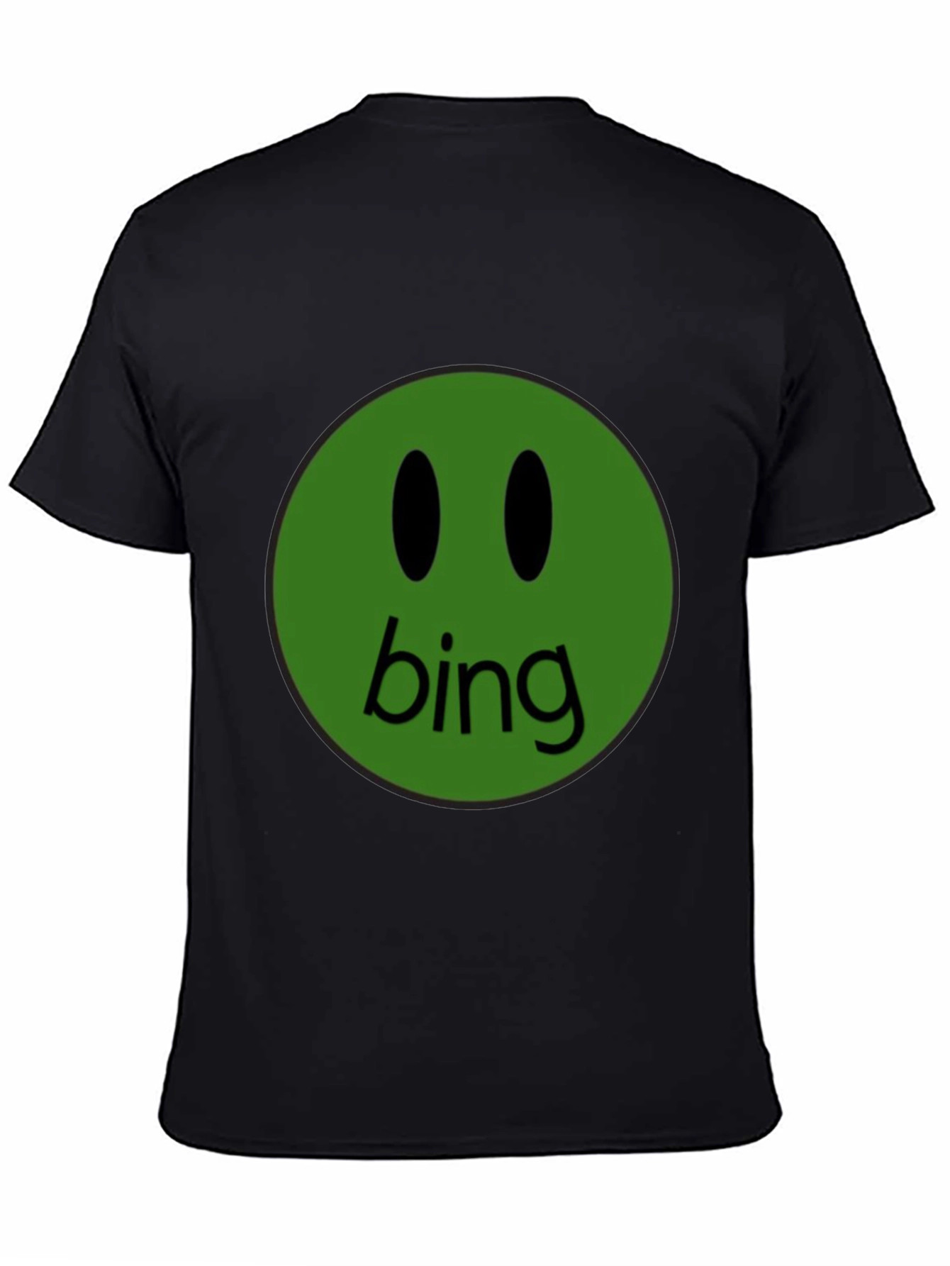 Green Bing Smiley Face Black T-Shirt